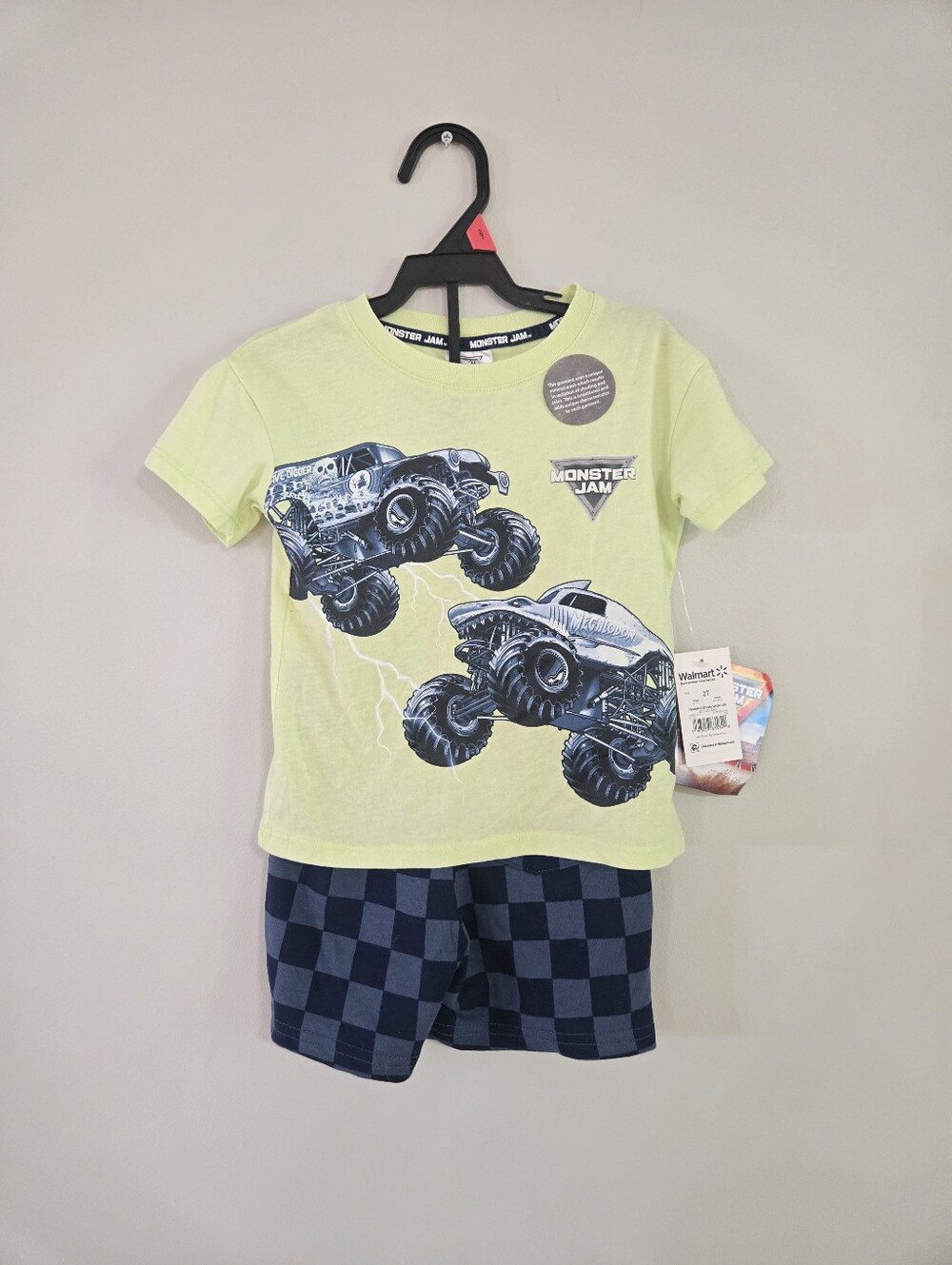 Monster Jam Grave Digger Megalodon Boys 2-Piece Outfit Set Size 2T NWT